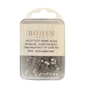 Épingles à tête de verre blanche extra-fines M7 30 mm - ø 0,60 mm